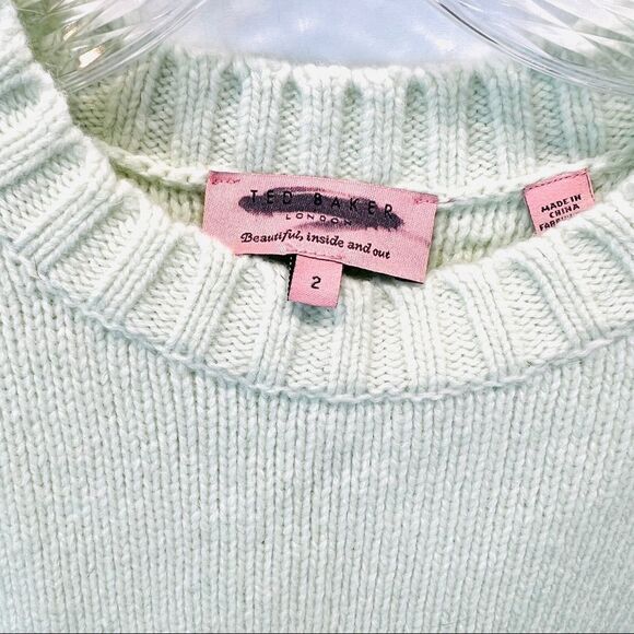 Ted Baker London Mint Light Green Lambswool Crew Neck Knit Sweater 2 (6) - Picture 6 of 7